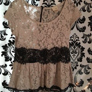 Lace Peplum top. Daytrip label.